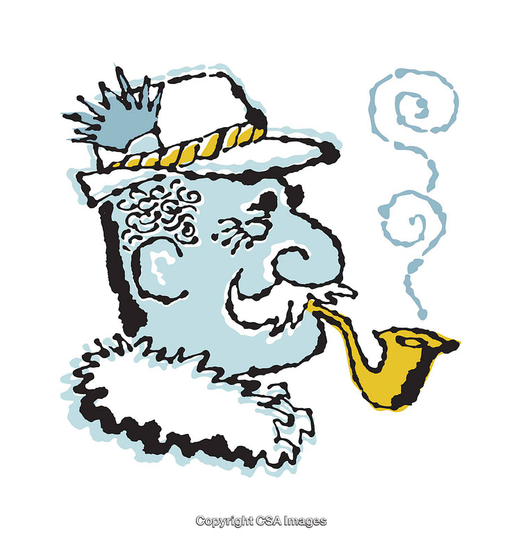Colorful Illustration of Man Smoking a Pipe in a Vintage Style