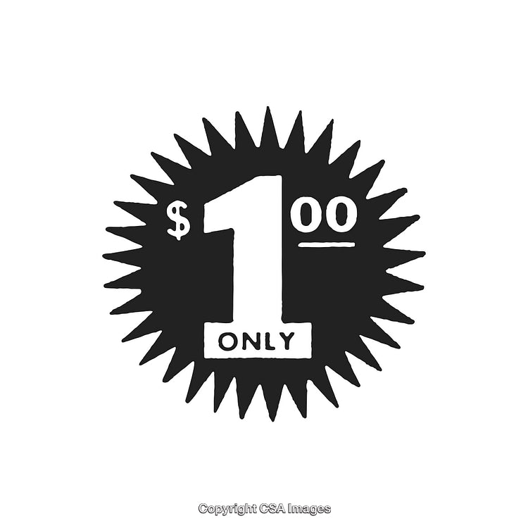 Bold Black And White Graphic Displaying One Dollar Only Text