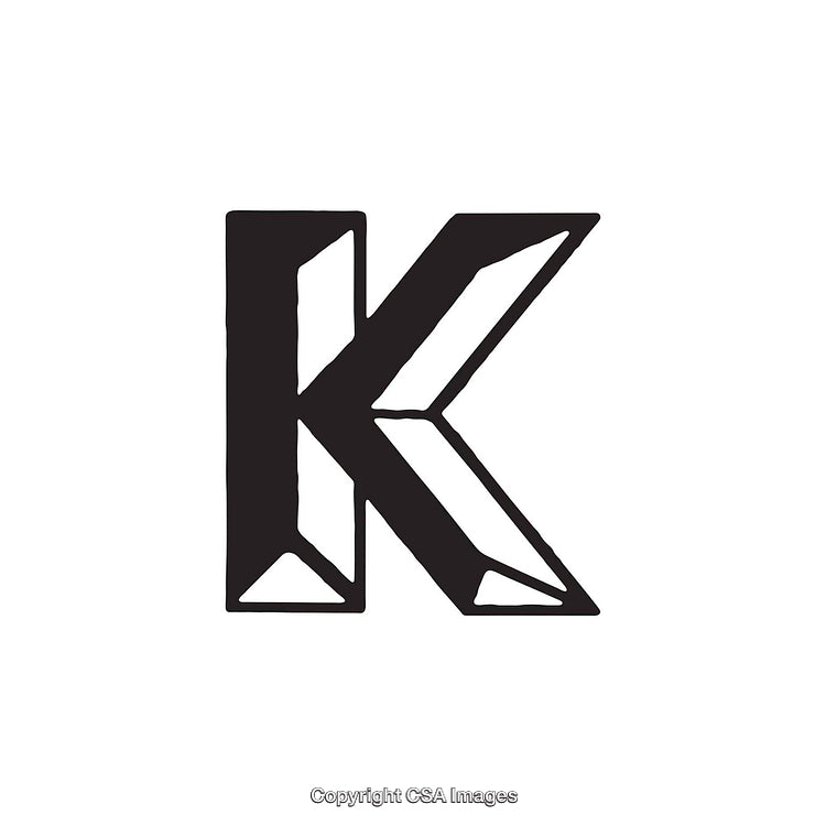 Bold Stylized Black Greek Kappa Symbol With Geometric Design on White