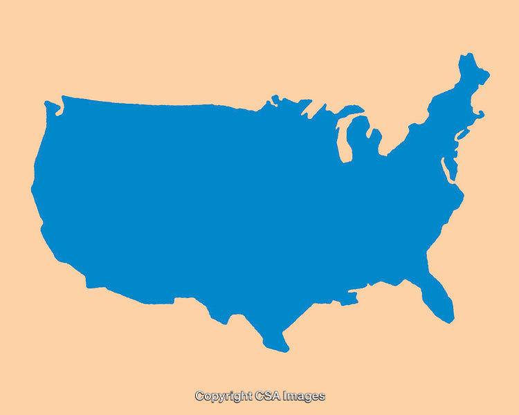 Simplistic Blue United States Map Silhouette on Neutral Background