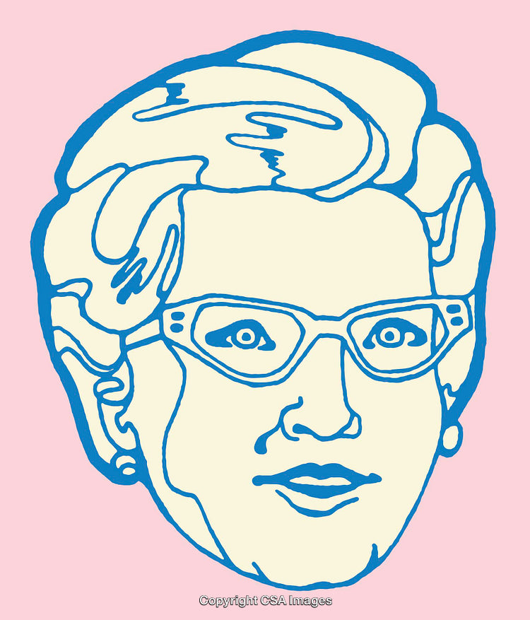 Colorful Line Art Portrait Illustration on a Pastel Pink Background