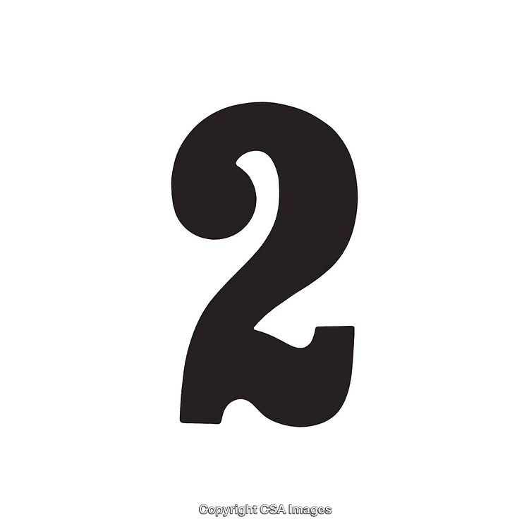 Bold Black Number Two on Clean White Background