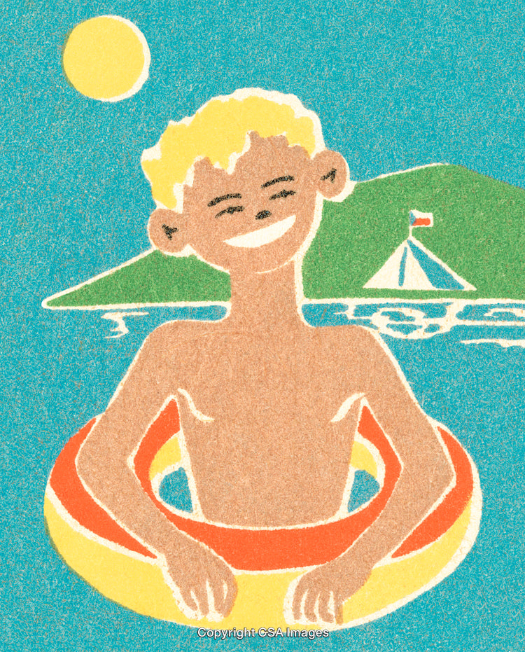 Smiling Child Enjoying a Summer Day Swimming in Vibrant Open Waters