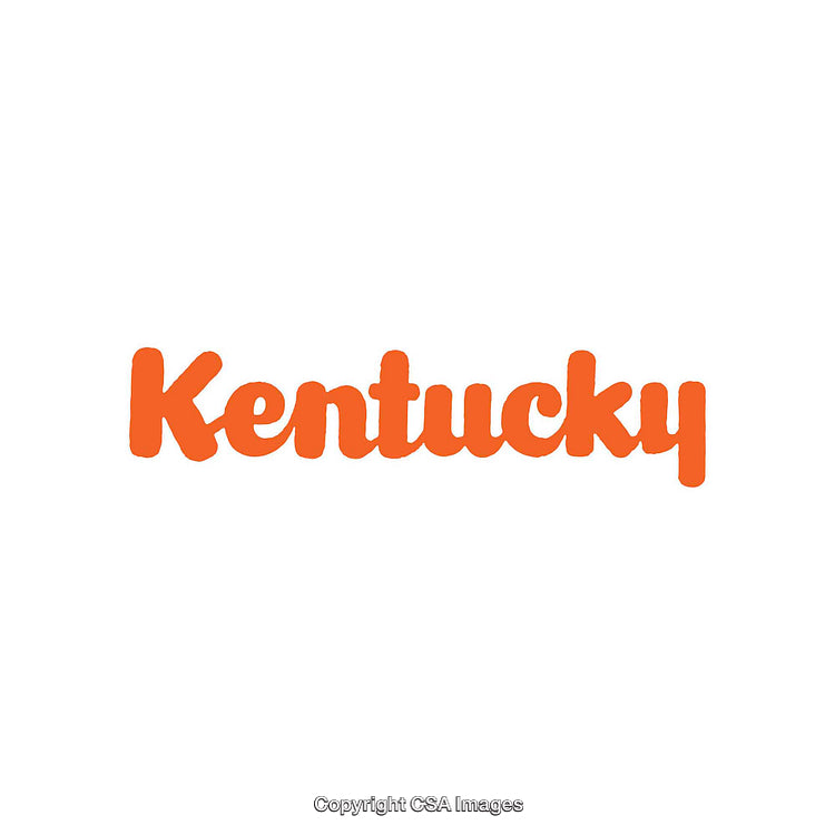 Simple Orange Text Logo Displaying Kentucky on White Background
