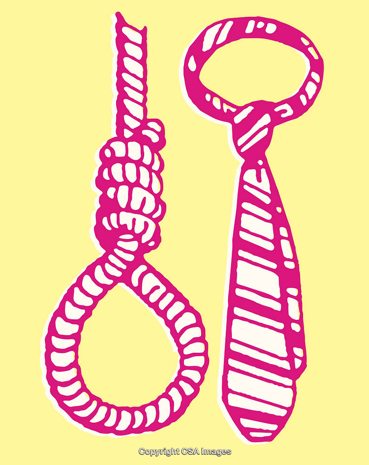 Contrasting Line Art Illustrations of a Noose and a Necktie