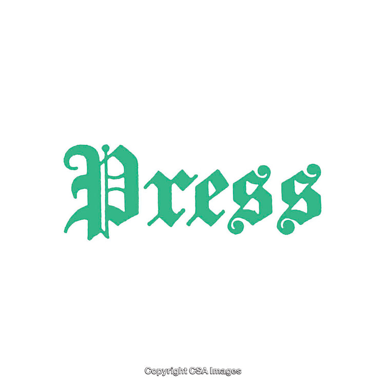 Green Vintage Press Typography on White Background