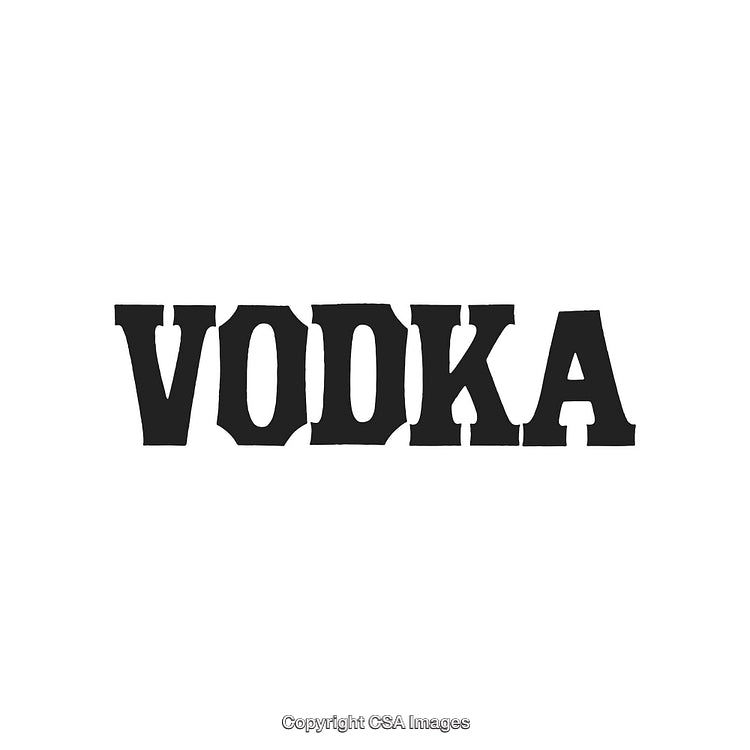 Bold Black Vodka Typography on White Background Highlighting Beverage Branding