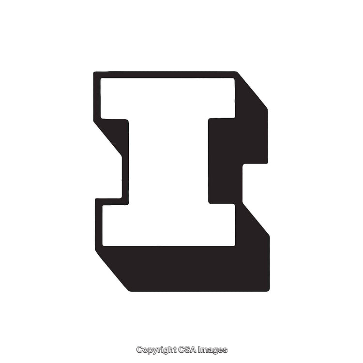Black and White Bold Stylized Letter I Design Illustration