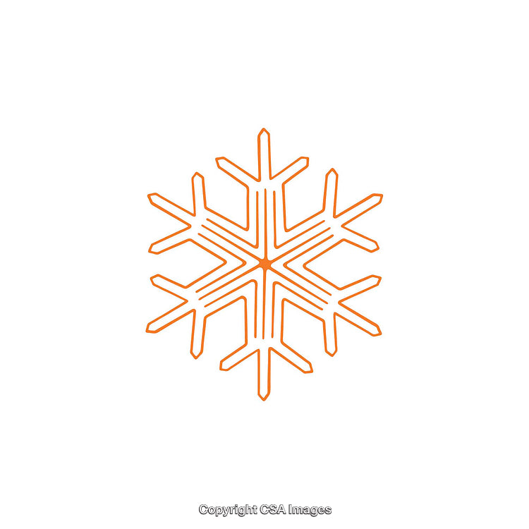 Orange Snowflake Icon on White Background Illustrating Simplicity and Design