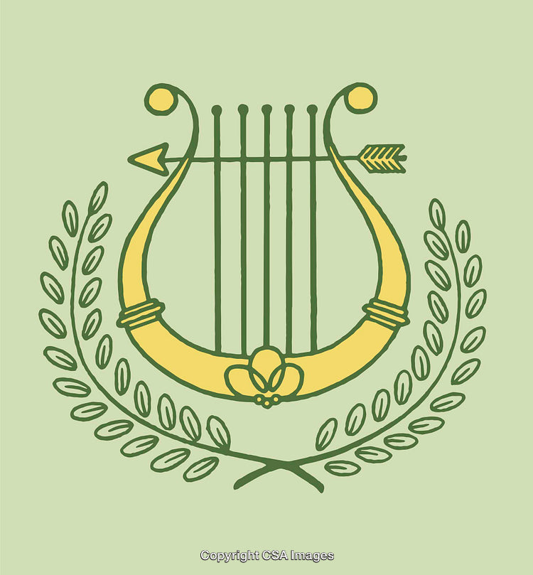 Classical Lyre Emblem with Laurel Wreath in Elegant Decorative Illustration