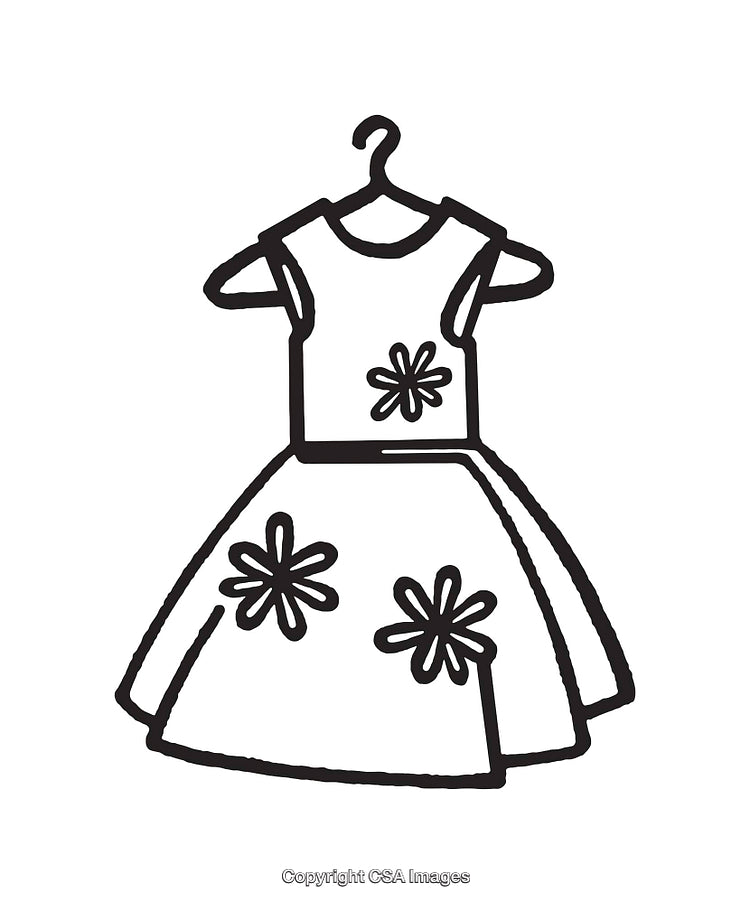 Black And White Line Art of a Decorative Dress Illustration