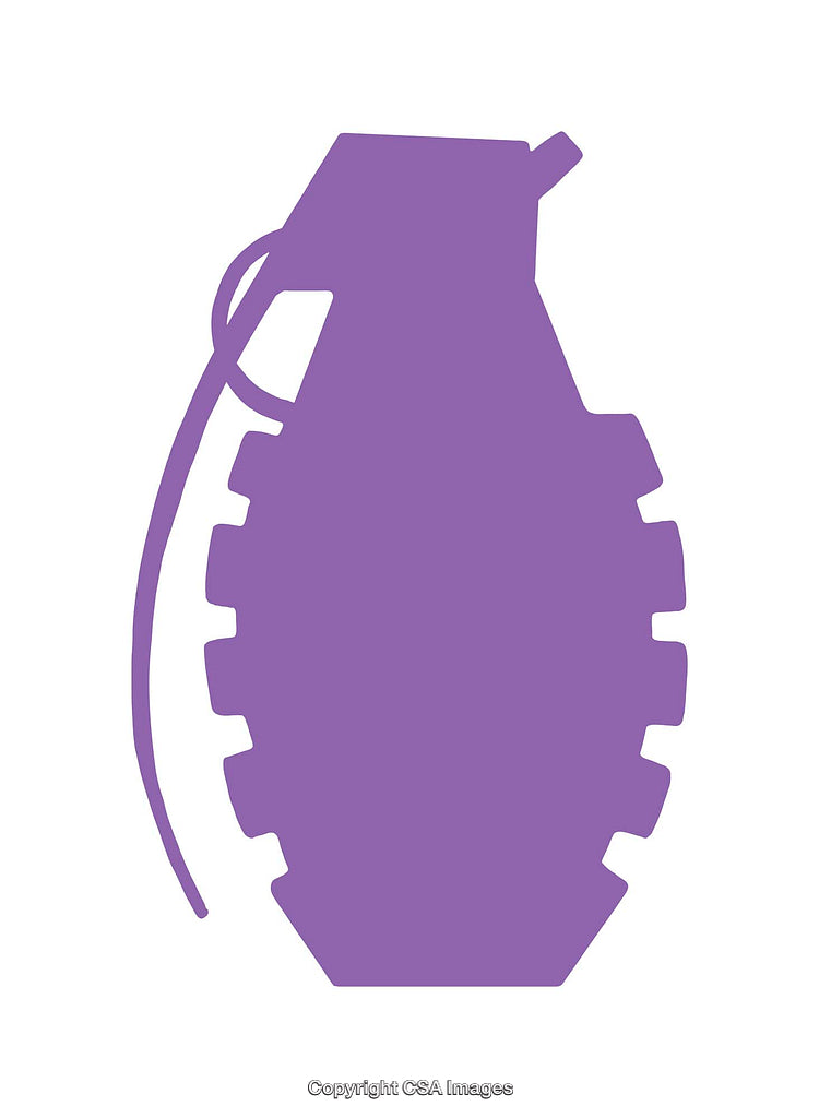 Purple Grenade Silhouette Icon on a White Background