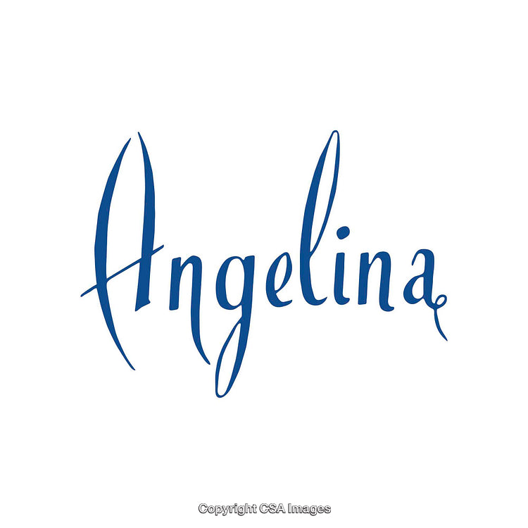 Elegant Blue Angelina Lettering Design on a Clean White Background