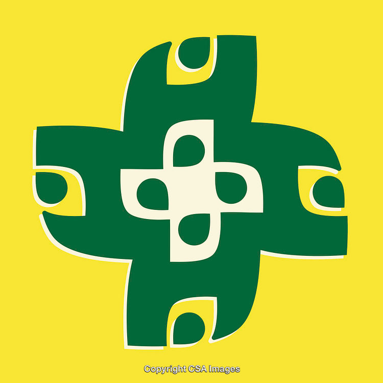 Abstract Green and Yellow Art With Geometric and Symmetrical Patterns