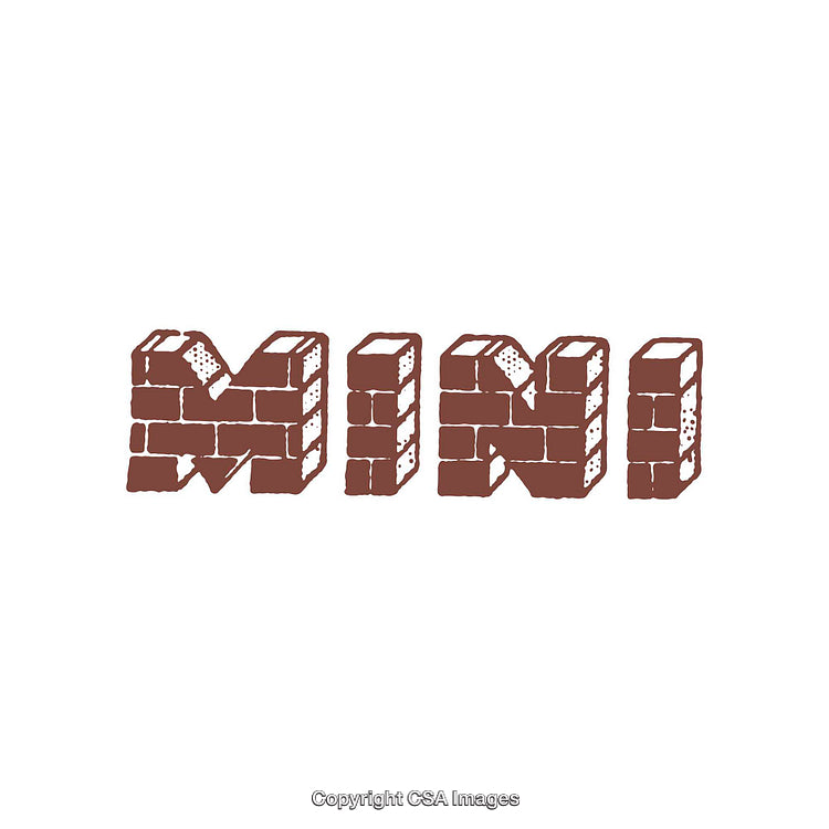 Creative Brick-Style Typography Spelling 'Mini' with Unique Artistic Design