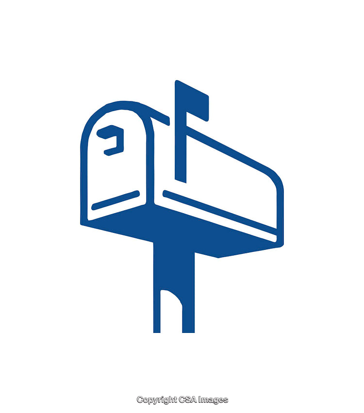 Blue Mailbox Icon with Raised Flag for Postal Communication