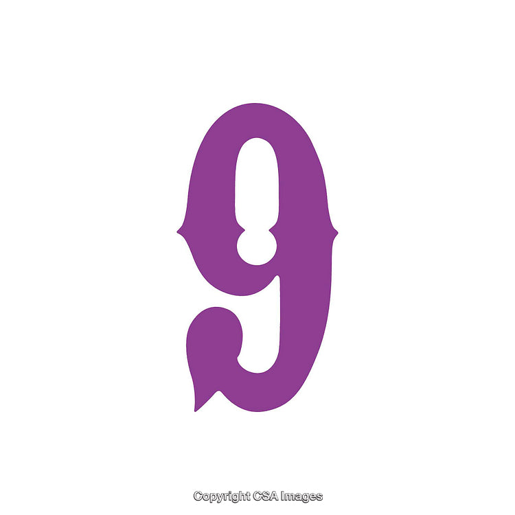 Elegant Purple Number Nine on a White Background