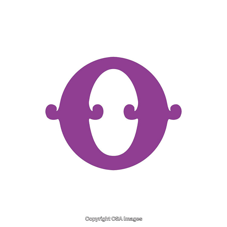 Purple Letter O with Unique Design Elements on White Background