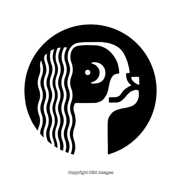 Stylized Black and White Illustration of Abstract Line Art Portrait