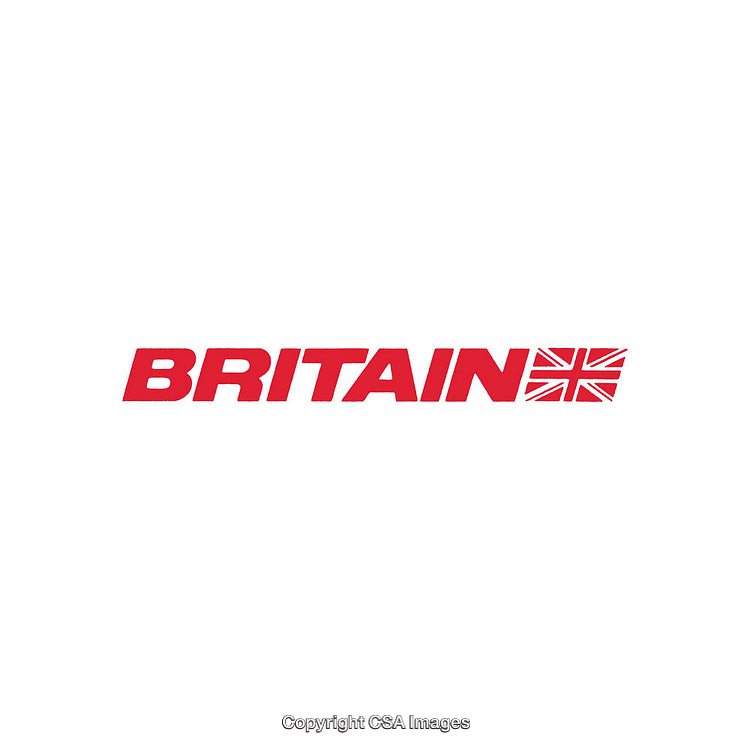 Red Text 'Britain' with British Flag Accent on White Background