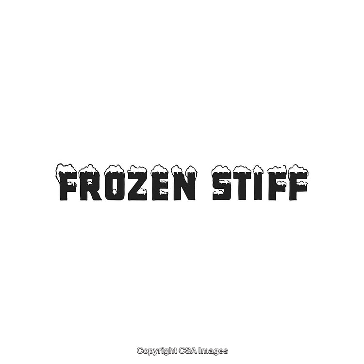 Frozen Stiff Text in Frosted Font Representing Extreme Cold and Icy Conditions