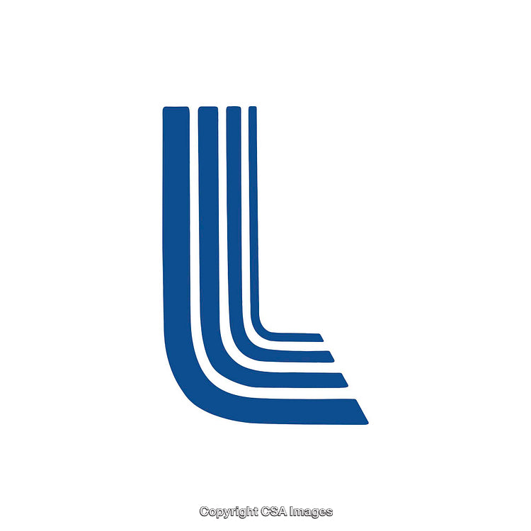 Stylized Representation of the Letter L With Blue Curved Lines