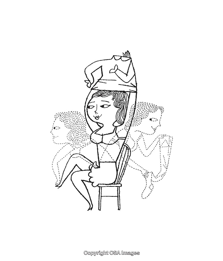 Abstract Line Art Illustration Depicting a Surreal Scene with Figures