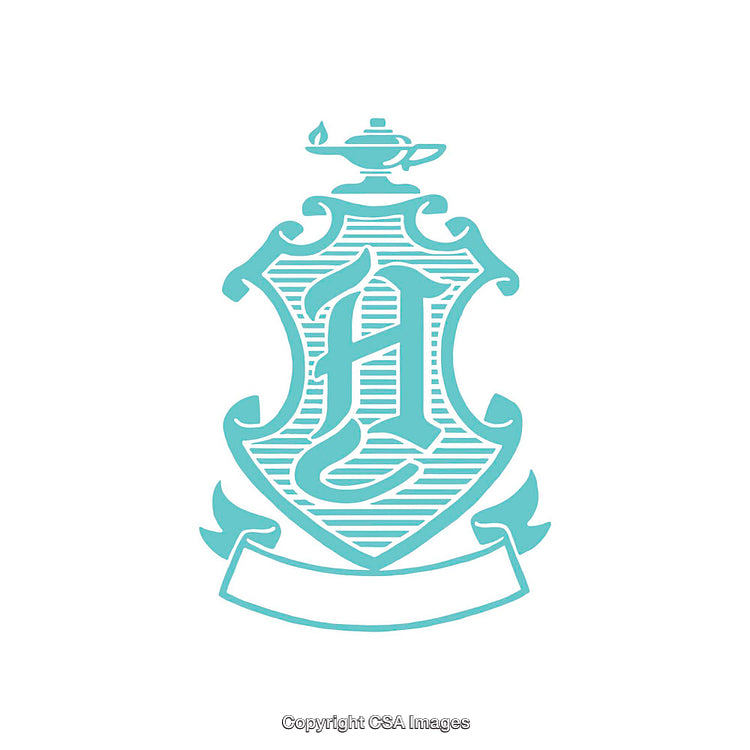 Elegant Heraldic Crest with Light Blue H Design
