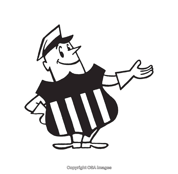 Black and White Cartoon Character Illustration with Friendly Pose
