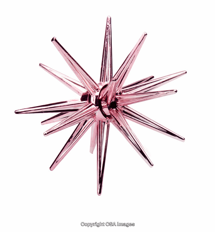 Pink Geometric Plastic Star Ornament on White Background