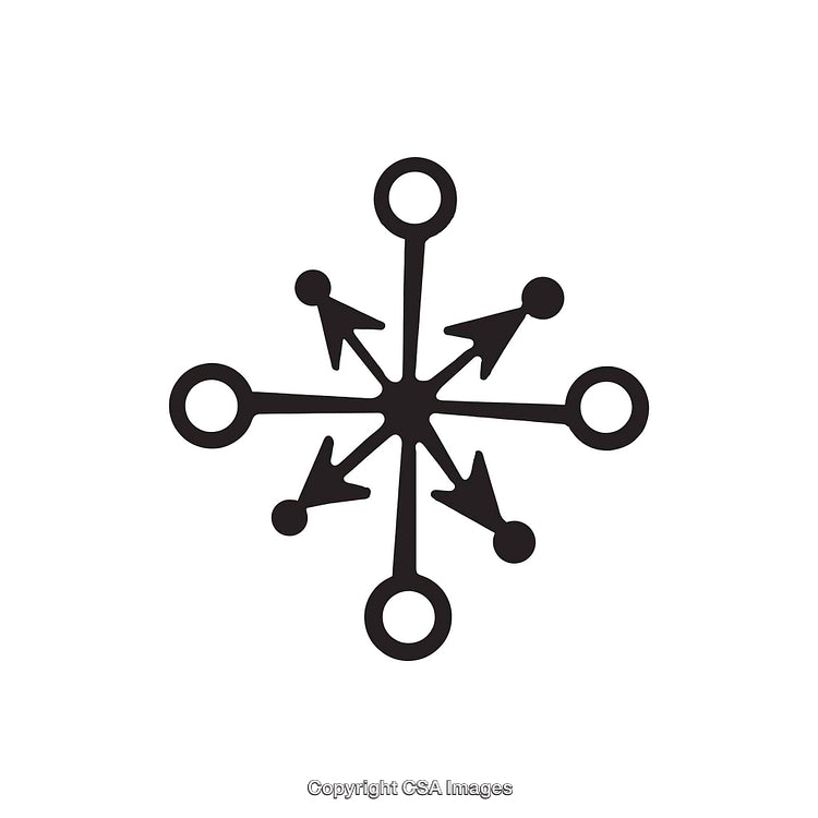 Abstract Black and White Symbol with Circular and Arrow Elements