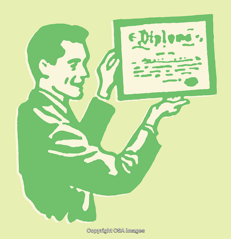 Illustration of a Person Holding a Diploma in Green Tones