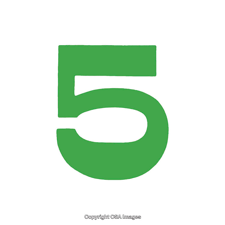 Bold Green Number Five Isolated on a Clean White Background