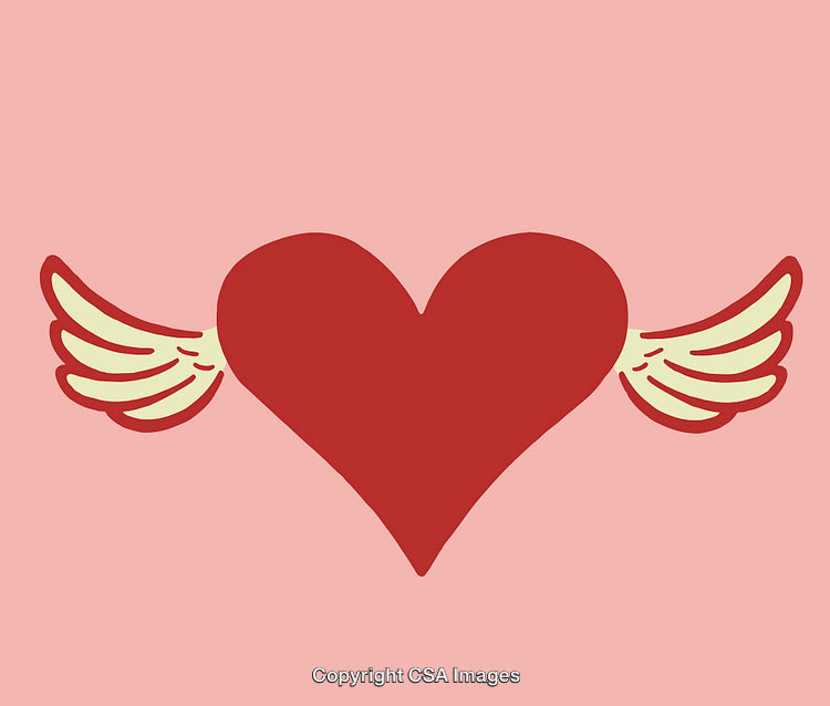 Red Heart With Wings On a Pink Background Illustration