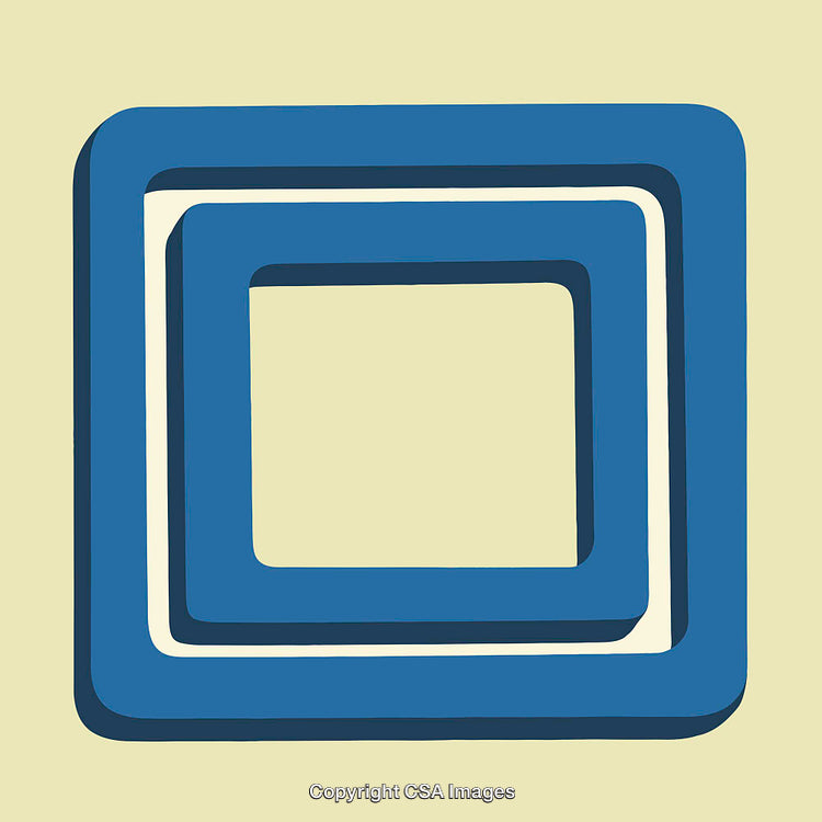 Abstract Geometric Design Representing the Letter O in Blue Tones