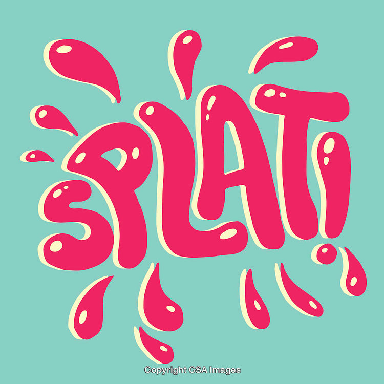 Colorful Splat Text Illustration With Playful Droplet Design Elements