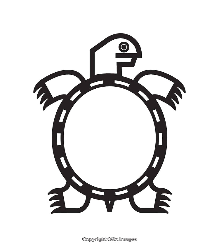 Black and White Line Art Illustration of a Turtle Design