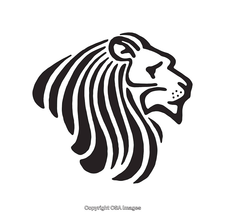 Elegant Black and White Lion Line Art Illustration