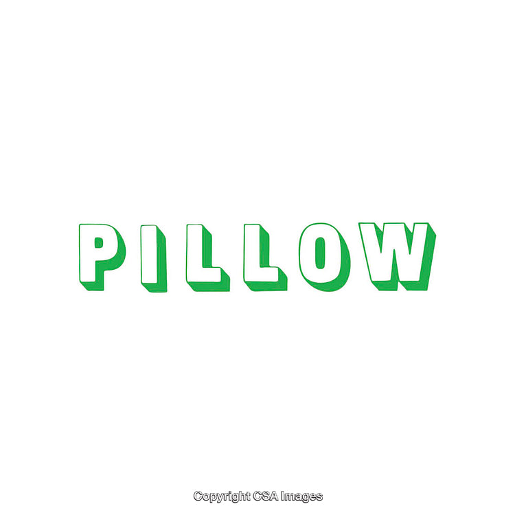 Green Pillow-Themed Word Art Graphic on White Background