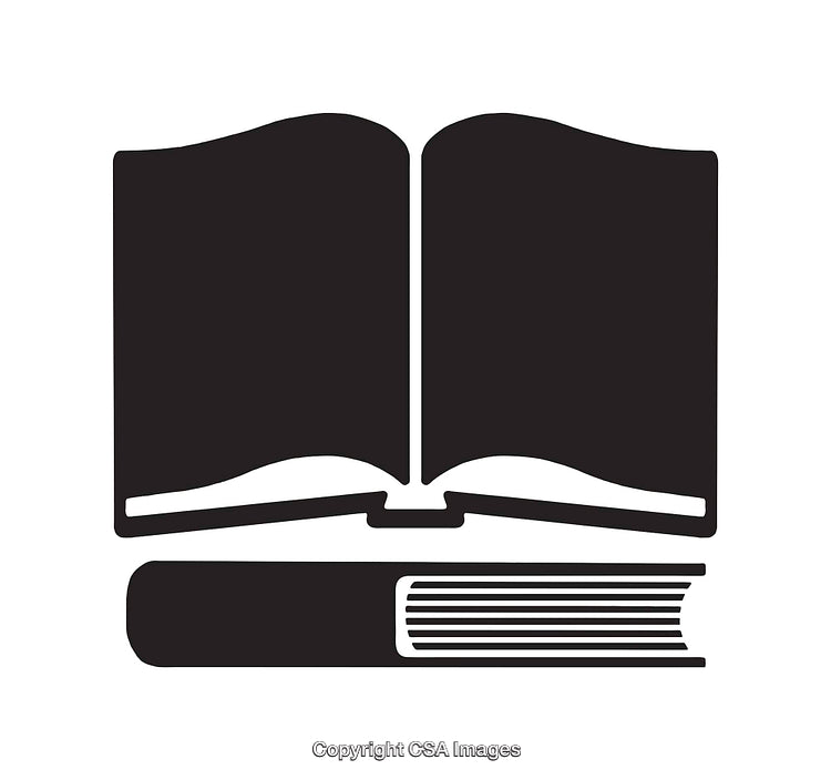 Minimalist Black and White Open and Closed Book Icon Illustration