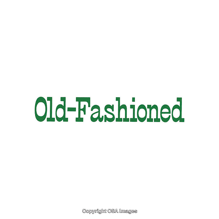 Retro Green Typography Featuring the Words Old-Fashioned on White Background