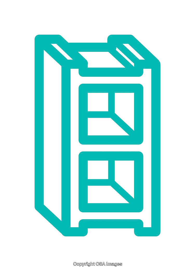 Minimalistic Teal Icon of Bookshelf With Compartments and Frame