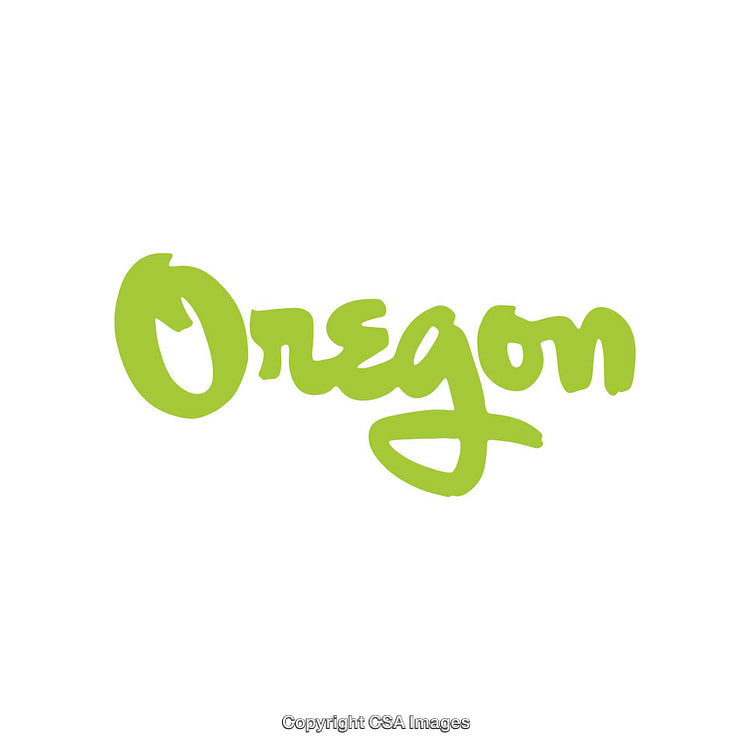 Green Handwritten Oregon Text Isolated on White Background