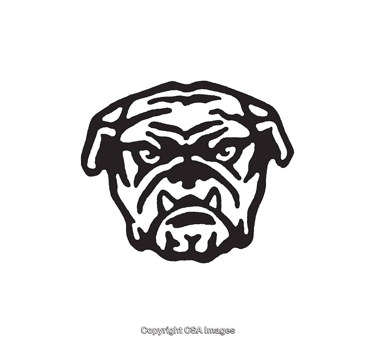 Black and White Illustration of a Fierce Bulldog Face Emblem