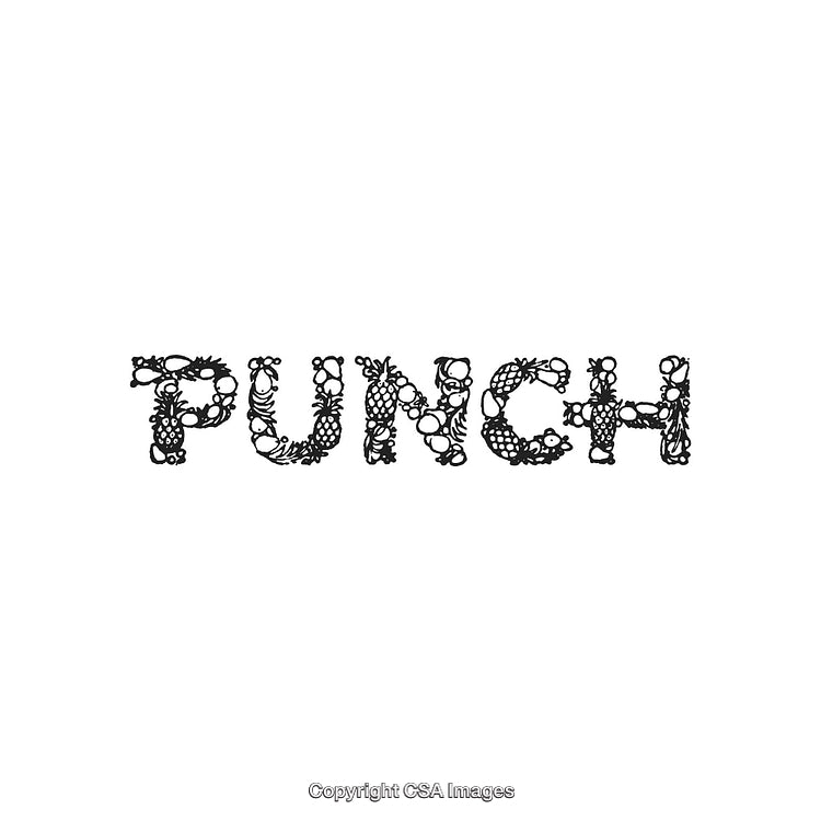 Creative Fruit Typography Design Spelling The Word Punch in Detailed Style
