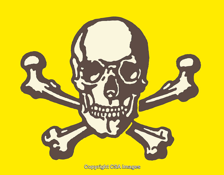 Skull and Crossbones Illustration with Yellow Background
