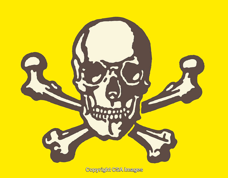 Skull and Crossbones Illustration with Yellow Background