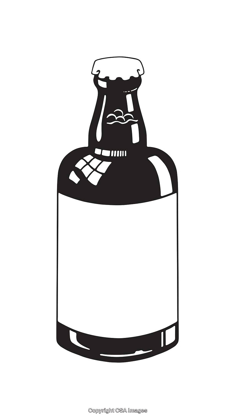 Illustration of a Simplistic Line Art Bottle Design on White Background