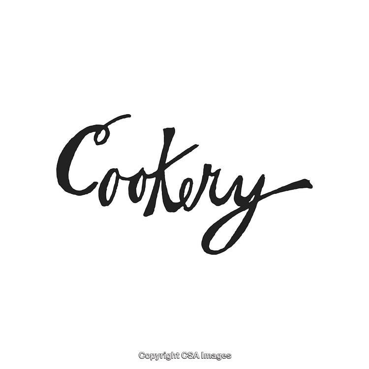 Elegant Black Script Calligraphy Featuring the Word 'Cookery' on White Background