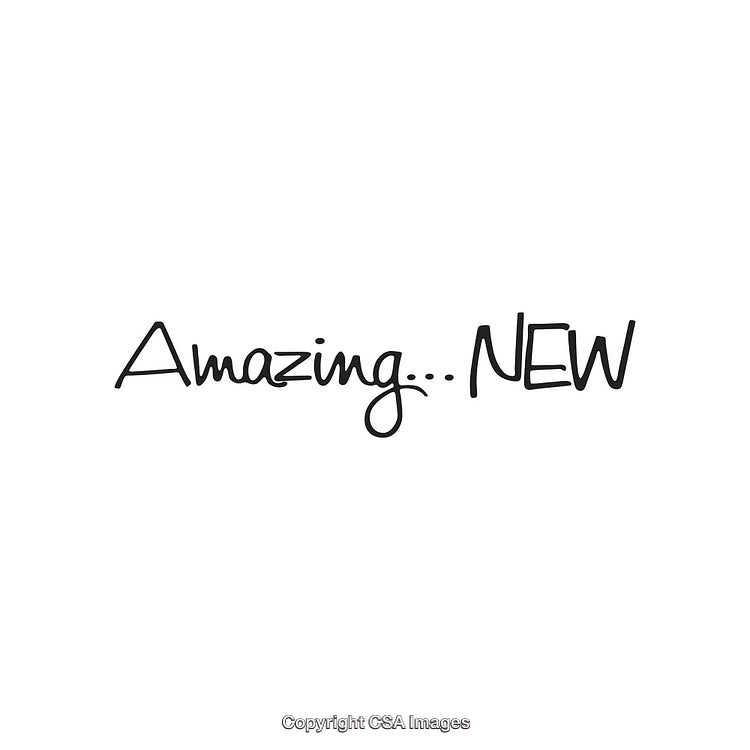 Handwritten Typography of Amazing and New on a Minimalist White Background
